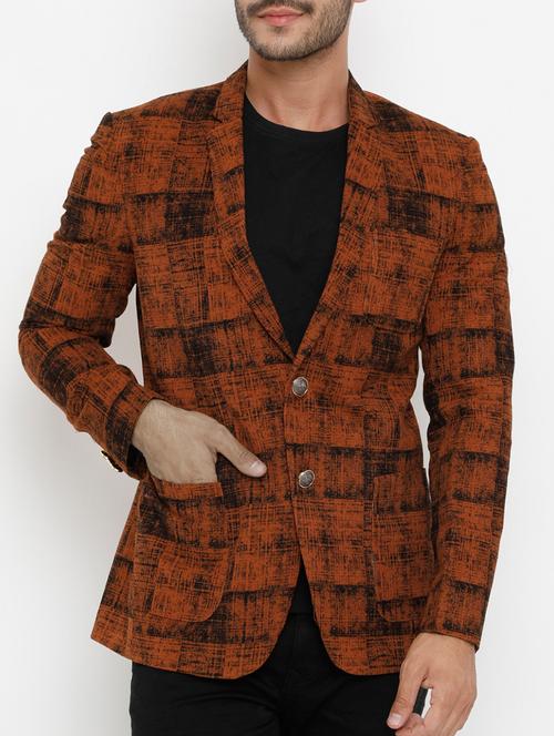 orange cotton casual blazer - 14865484 - Very Small Image - 1