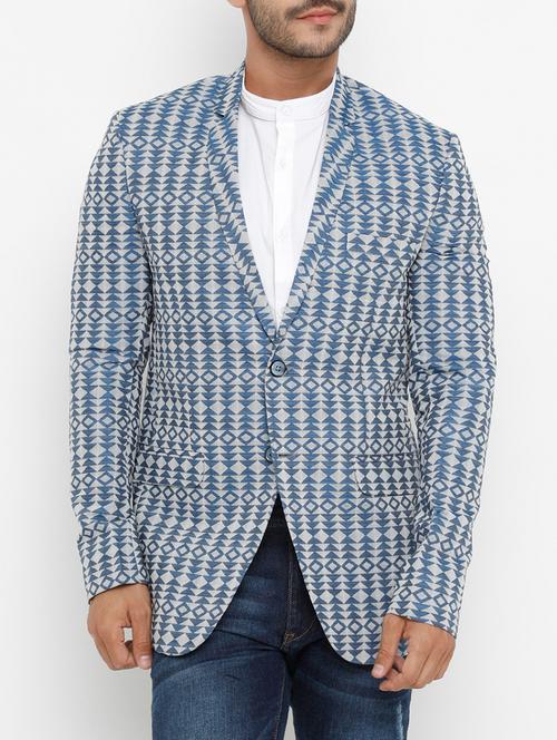 blue cotton casual blazer - 14865492 - Very Small Image - 1