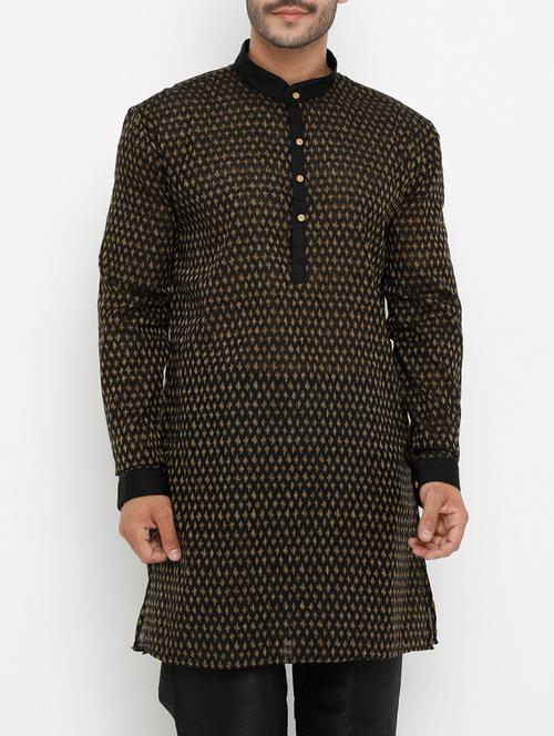 black woven medium length kurta - 14865500 - Very Small Image - 1