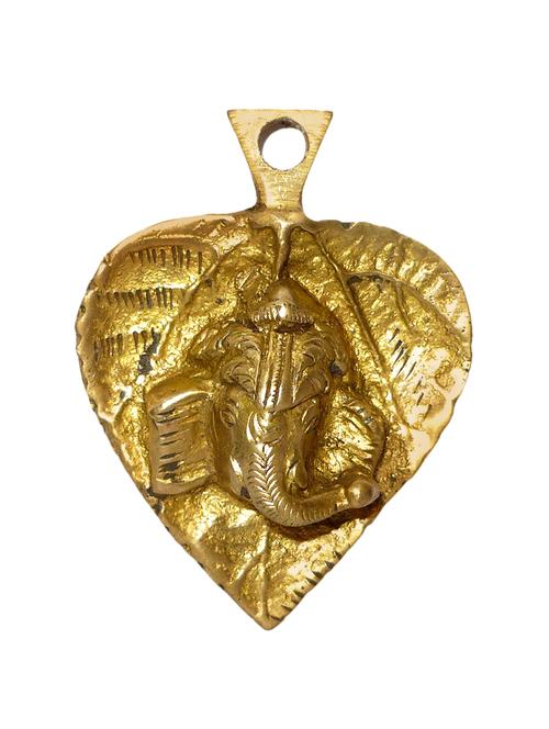 dcor brass leaf shape ganesh wall hanging handicrafts product - 14865746 - Very Small Image - 1