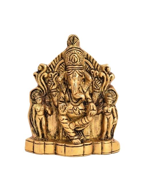 decorative brass statue of ganesh with wife riddhi siddhi wall hanging handicrafts product - 14865754 - Very Small Image - 1