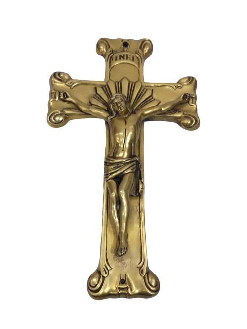 decorative brass jesus with cross wall hanging handicrafts product - 14865777 - Very Small Image - 1
