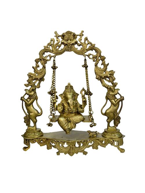 unique brass statue of ganesh jhoola handicrafts product - 14865828 - Very Small Image - 1