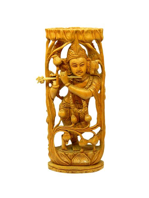 decorative wooden statue of krishna handicrafts product - 14865900 - Very Small Image - 1
