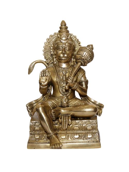 decorative brass statue of sitting hanuman handicrafts product - 14865938 - Very Small Image - 1