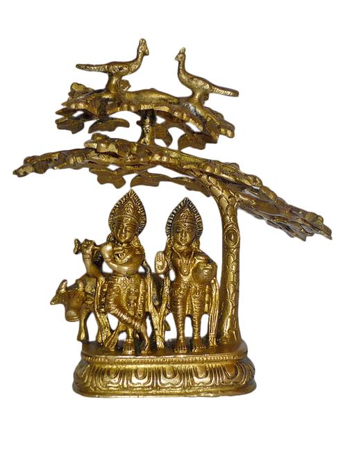 small statue of god radha krishna with tree with cow handicrafts product - 14865939 - Very Small Image - 1