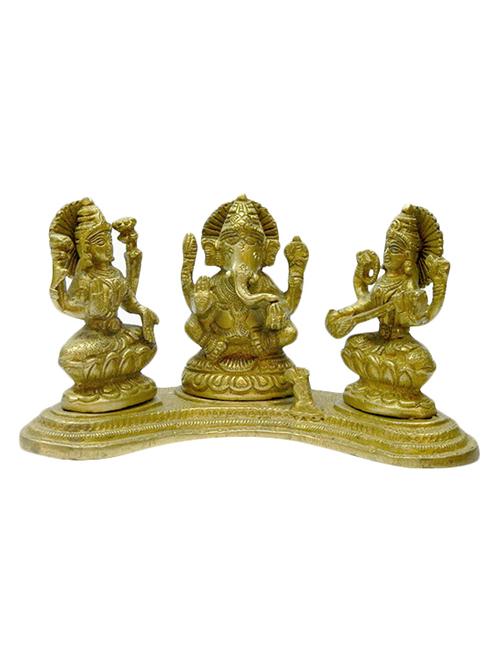religious god idol of brass ganesh,laxmi and sarasvati handicrafts product - 14865948 - Very Small Image - 1