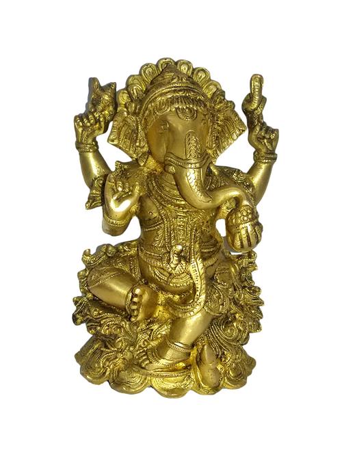 classic brass statue of sitting ganesh on kamal handicrafts product - 14865985 - Very Small Image - 1