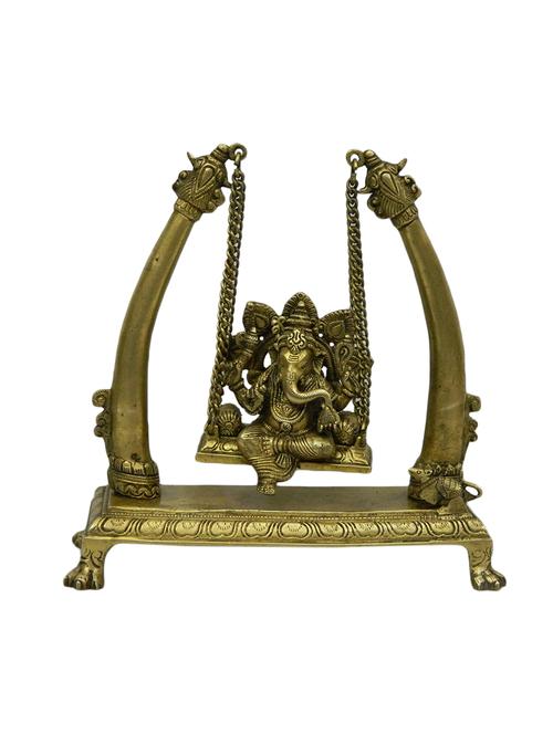 decorative brass statue of ganesh jhoola handicrafts product - 14866159 - Very Small Image - 1