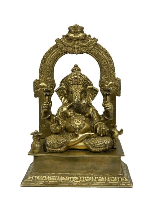 decorative brass religious statue of dagdu ganesh handicrafts product - 14866162 - Very Small Image - 1