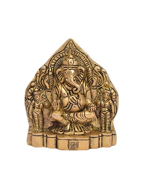 decorative brass idol of ganesha with wife riddhi siddhi handicrafts product - 14866285 - Very Small Image - 1
