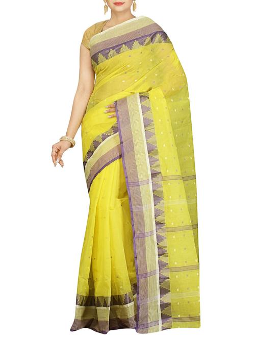yellow cotton tant saree - 14866529 - Very Small Image - 1