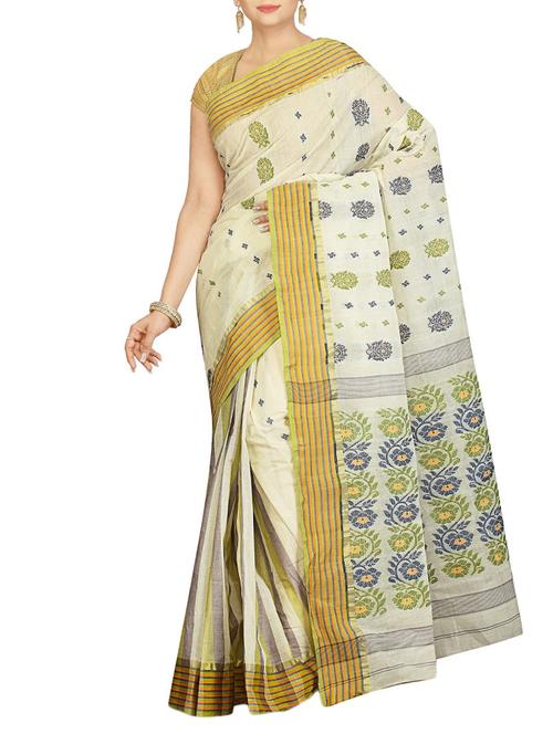 off white cotton tant saree - 14866578 - Very Small Image - 1