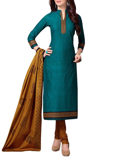 turquoise printed unstiched churidaar suits - 14867187 - Very Small Image - 1
