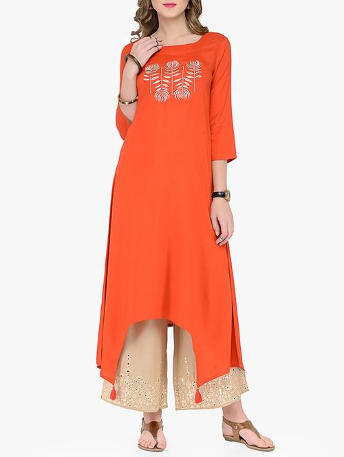 embroidered kurta palazzo set - 14867222 - Very Small Image - 1
