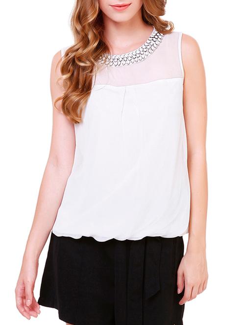 solid white embellished top - 14867981 - Very Small Image - 1