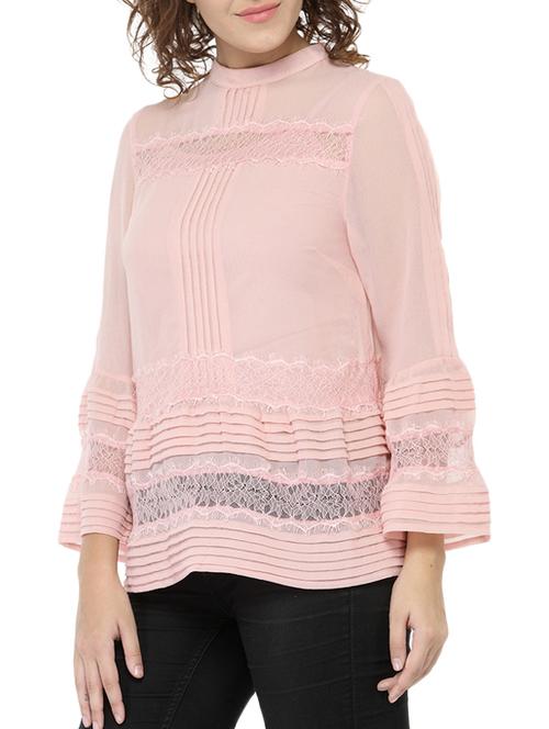 lace insert pintucked top - 14868012 - Very Small Image - 1