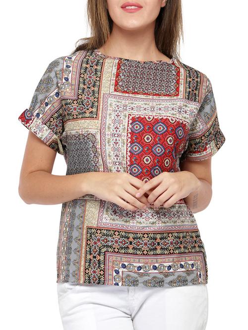 turn up sleeved boat neck top - 14868023 - Very Small Image - 1