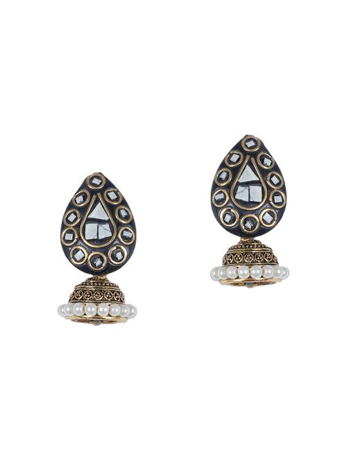 multi colored brass jhumka earrings - 14868355 - Very Small Image - 1