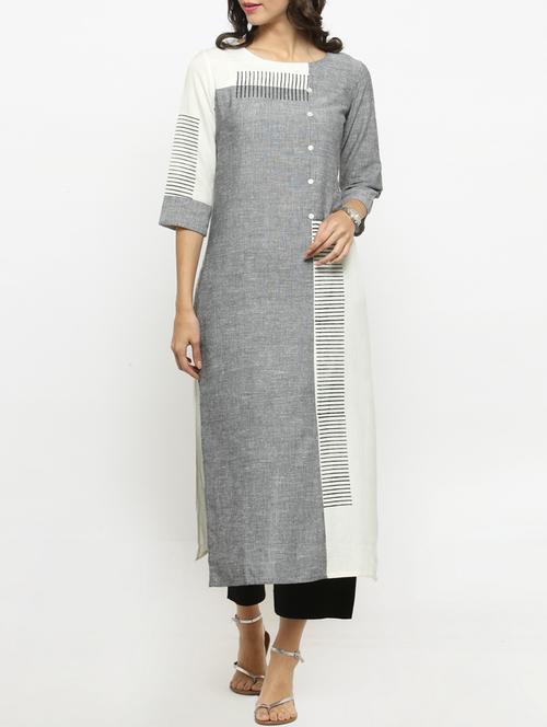 colour block kurta pant set - 14868370 - Very Small Image - 1