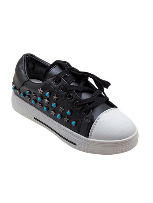 black leatherette laceup sneakers - 14868556 - Very Small Image - 1