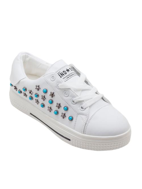 white leatherette laceup sneakers - 14868557 - Very Small Image - 1