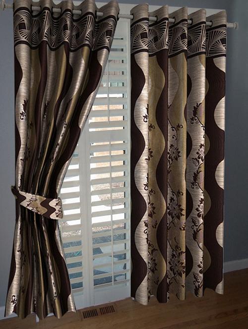 brown floral print door curtains - 14869048 - Very Small Image - 1