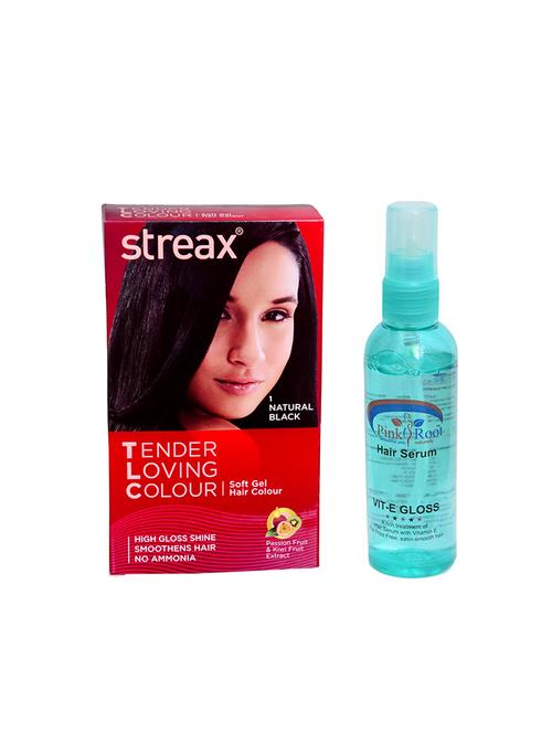 pink root hair serum, streax tlc no. 1 natural black (colourant 50g) pack of 2 - 14869232 - Very Small Image - 1