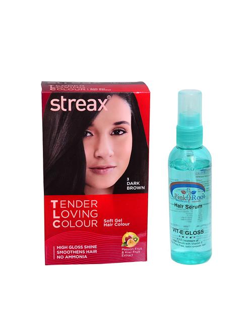 pink root hair serum, streax tlc no. 3 dark brown (colourant 30g) pack of 2 - 14869234 - Very Small Image - 1