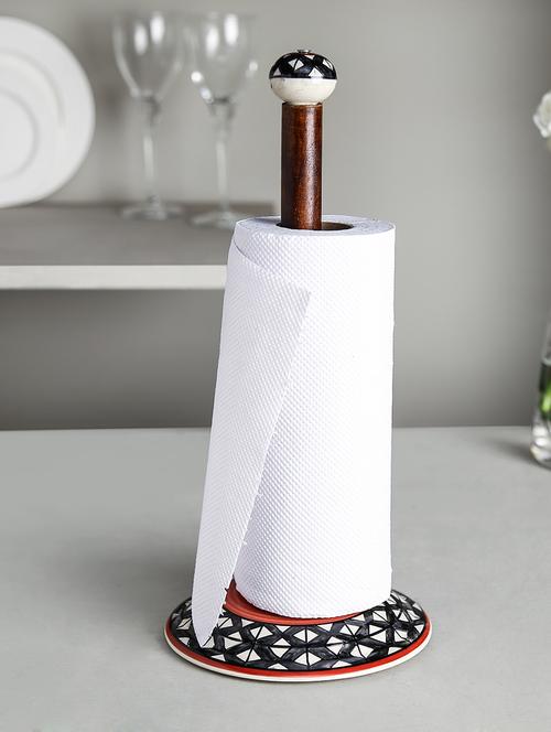 ceramic & wooden kitchen tissue roll holder - 14869317 - Very Small Image - 1