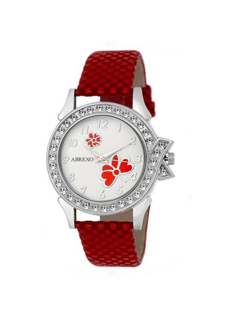 abrexo abx-5009red crystal studded analog watch - for women - 14869342 - Very Small Image - 1