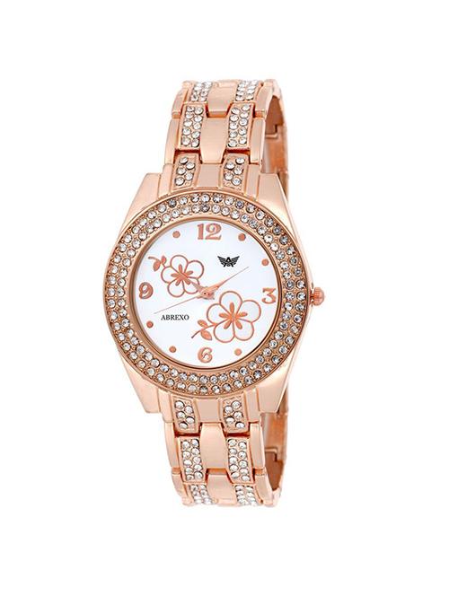 abrexo abx-4020gld crystal studded analog watch for women - 14869368 - Very Small Image - 1