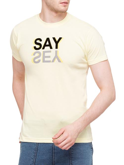 yellow cotton chest print t-shirt - 14869569 - Very Small Image - 1