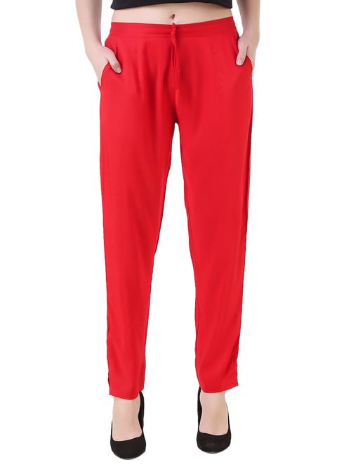red solid flat front trouser - 14869724 - Very Small Image - 1
