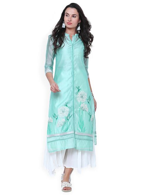 turquoise kurta palazzo set - 14869849 - Very Small Image - 1