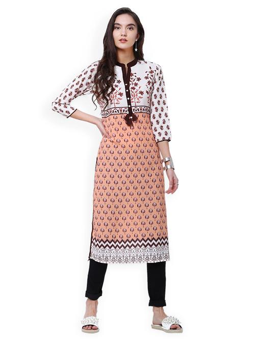 orange straight kurta - 14869872 - Very Small Image - 1