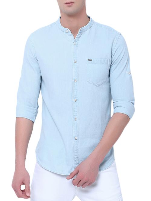 light blue cotton casual shirt - 14870604 - Very Small Image - 1