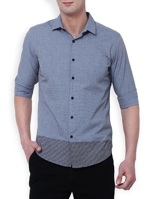 grey cotton formal shirt - 14870618 - Very Small Image - 1
