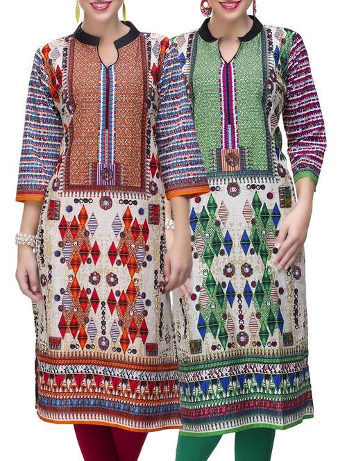 multi colored cotton combo kurta - 14871936 - Very Small Image - 1