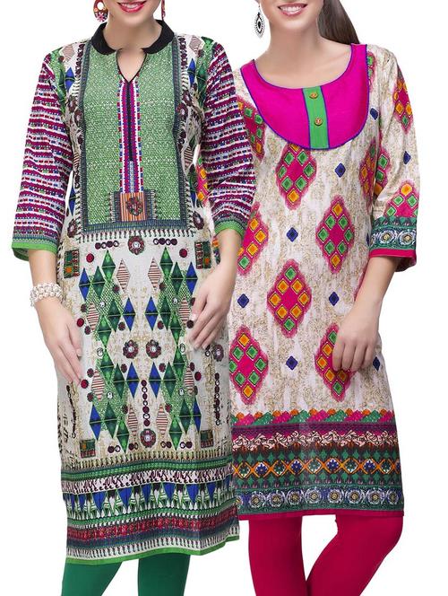 multi colored cotton combo kurta - 14871951 - Very Small Image - 1