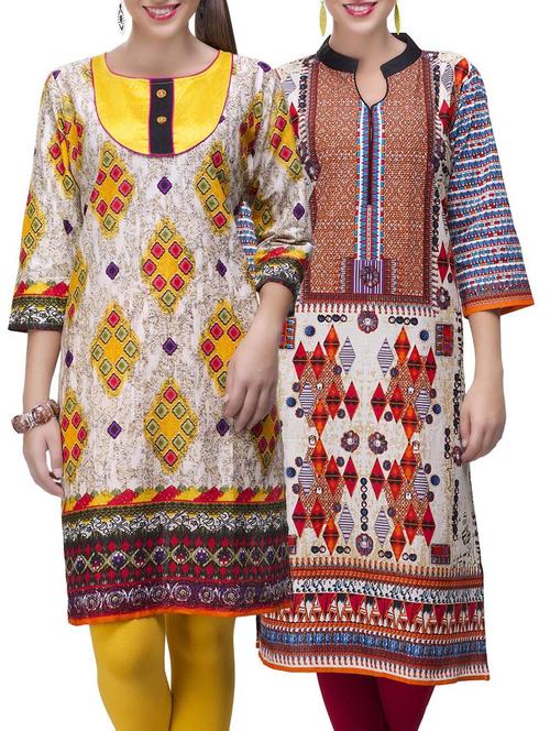 multi colored cotton combo kurta - 14871972 - Very Small Image - 1