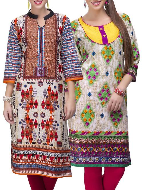 multi colored cotton combo kurta - 14871973 - Very Small Image - 1