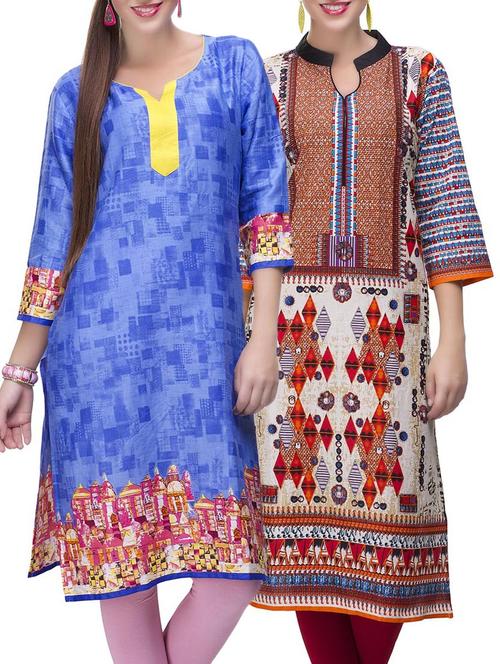 multi colored cotton combo kurta - 14871974 - Very Small Image - 1