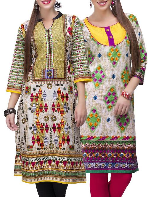 multi colored cotton combo kurta - 14871998 - Very Small Image - 1
