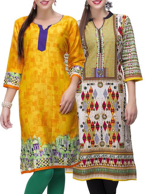 multi colored cotton combo kurta - 14872004 - Very Small Image - 1