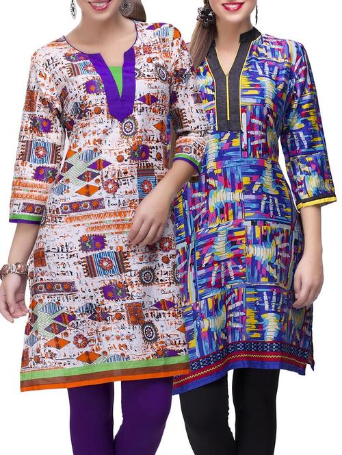 multi colored cotton combo kurta - 14872012 - Very Small Image - 1