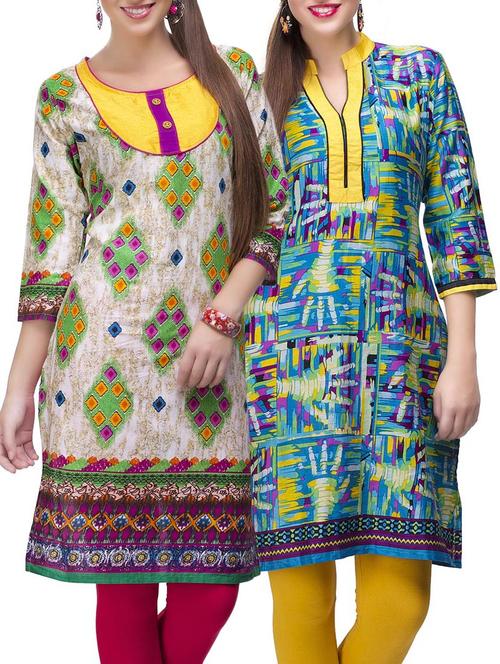 multi colored cotton combo kurta - 14872045 - Very Small Image - 1