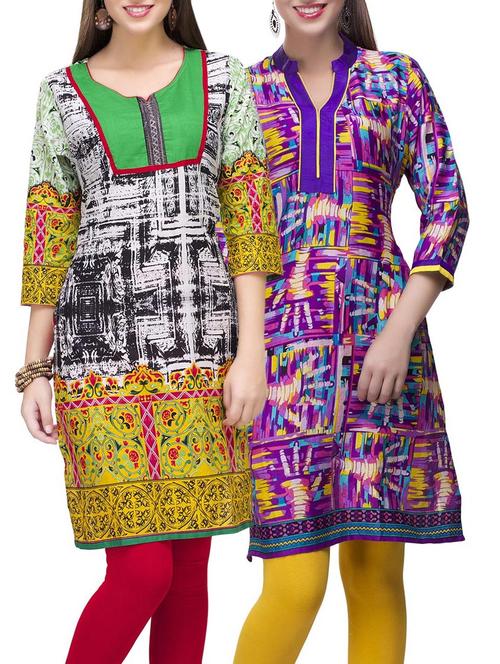 multi colored cotton combo kurta - 14872063 - Very Small Image - 1