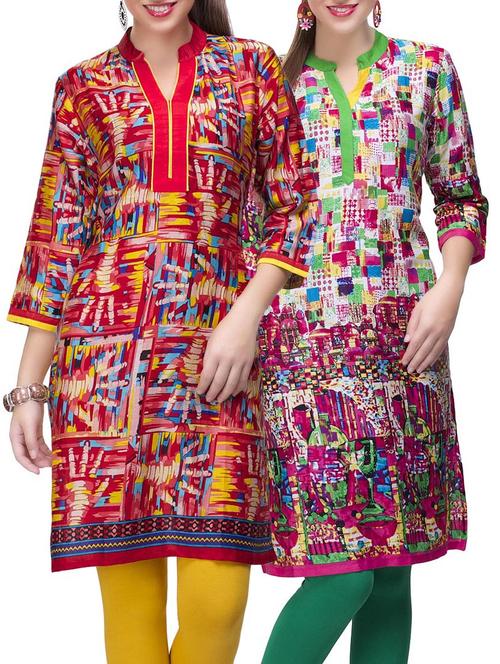 multi colored cotton combo kurta - 14872093 - Very Small Image - 1