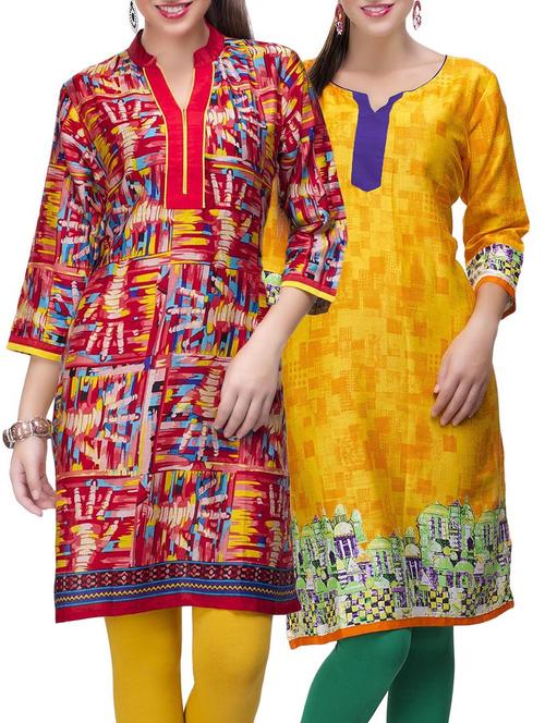 multi colored cotton combo kurta - 14872094 - Very Small Image - 1